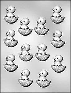 Plastic Chocolate Mold Chick in Egg 1 7/8" Ch2014