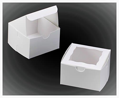 White Bakery Box 4x4x2.5 inch 25 PACK cupcake, cookie, gift boxes With window