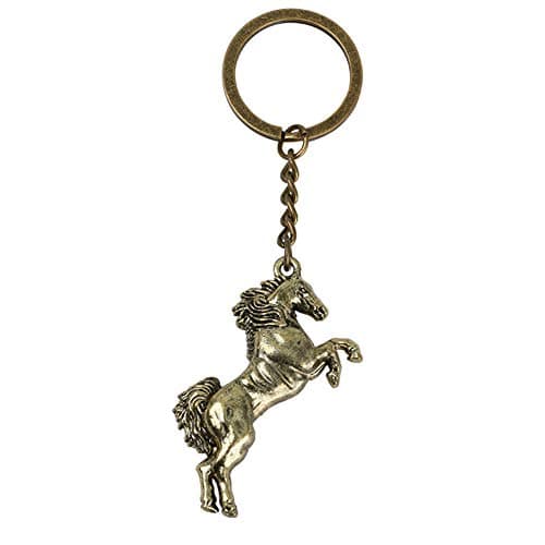 Jytrading Exquisite Keychain Cool Horse Key Chain Ring Solid Color Keychain Purse Bag Decor Pendant Hanging