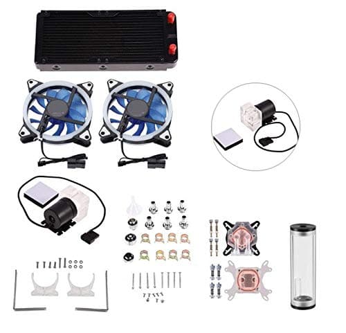 Computer Cooling Kit, 240mm DIY Professional Waterproof Stable High Quiet with CPU/GPU Block Pump Reservoir LED Fan Heat Sink for Desktop PC Water Cooler Tool