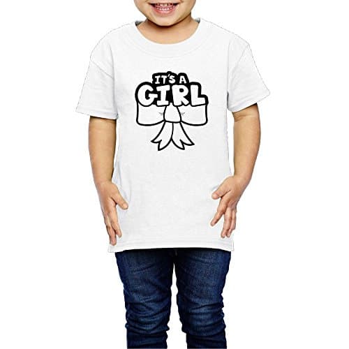 It's A Cirl Black And White Bow Children's Comfortable Soft 100% Cotton Non Fading Short Sleeve Round Collar Boy Shirt Casual T-shir 2T-6T