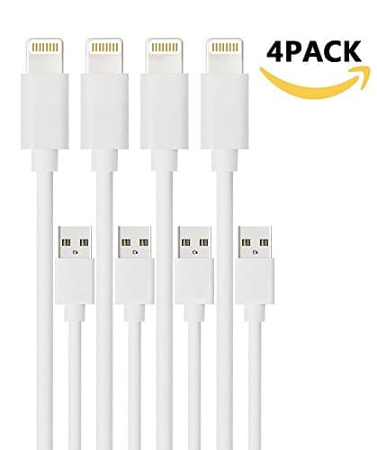 iPhone Cable, 4Pack 3FT Lightning Cable Cords Charger 8 Pin USB Sync &amp; Charging Cords Compatible with iPhone 7/7 Plus/6s/6s Plus/6/6 Plus/5s/5c/5/SE, iPad/iPod (White)