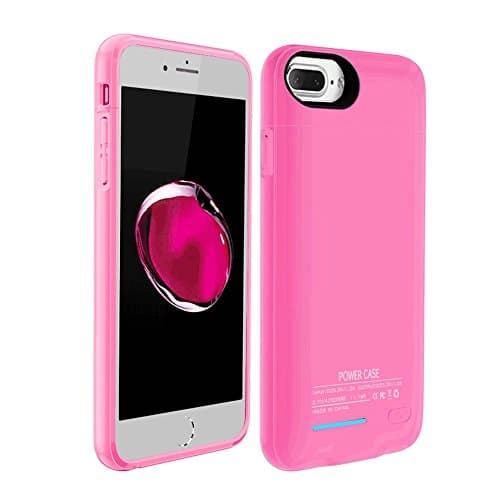 Leaber 4200mAh Battery Case For Both Iphone 7 Plus and Iphone 6(S) Plus 5.5" Portable Charger Case Slim Protective Case, External Battery Rechargeable Backup Case (Pink)