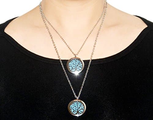 Aromatherapy Necklace, ZELAF® N4 Aromatherapy Essential Oil Diffuser Necklace Elegant Hypo-Allergenic 316L Surgical Grade Stainless Steel with FREE 6 Felt Pads (24inch Chain, Love Tree)