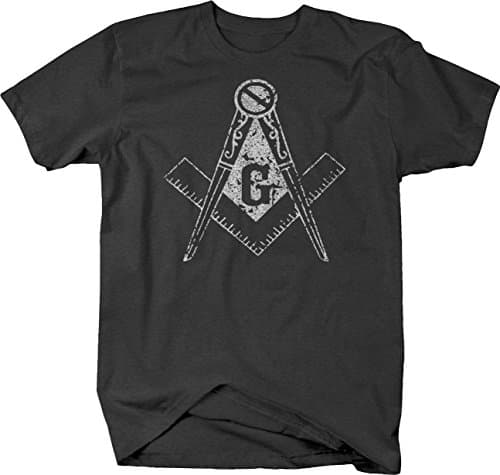 Falcoln Apparel Distressed - Masonic Carpenter Compass Tshirt - Large