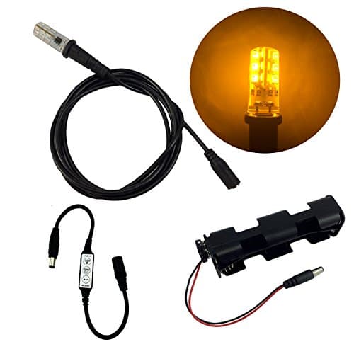 Amber led Light kit with Effects Control for Flashing Blinking dimming 12 Volt DC with 5 Foot Cable Socket for Theatrical Scenery Stage Props Escape Room Lanterns Torches Dusk Dawn Sunlight Effects
