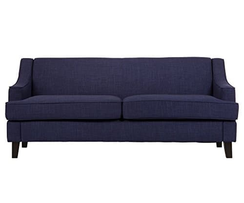 ModHaus Modern Navy Blue Linen Fabric Swoop Arm Sofa Includes ModHaus Living (TM) Pen