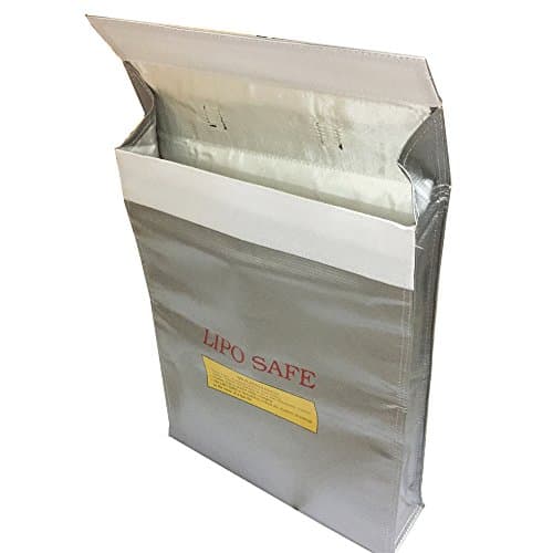Lipo Battery Safe Large Bag Fireproof Explosionproof Lipo Battery Guard Safe Bag Case Pouch Sack for Charge & Storage Special for 12S 14S Stick Battery 380x75x300mm 4 slots XXL Big Size (Silvery)