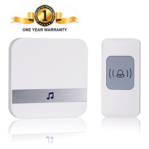 Wireless Doorbell,Waterproof Chimes Kits Push Button Transformers&Plug-In,Operating at 1000 Feet Range 52Pcs Ringtones,4 Level Volume Adjustable with LED Indicator,No Battery Required for Receiver