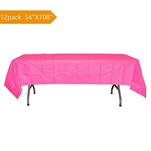 12 Pack Premium Disposable Tablecloth 54"x108" Rectangle Plastic Party Table Cloth Covers For Party(rose)