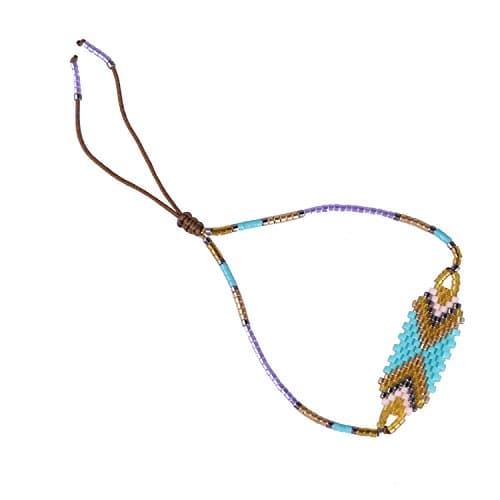 KELITCH String Friendship Bracelet, Seed Bead Arrow Woven Pattern - Purple