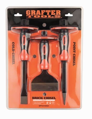 Grafter Tools SQ-121 High Quality Carbon Steel Chisel Set-Pack of 3, Black