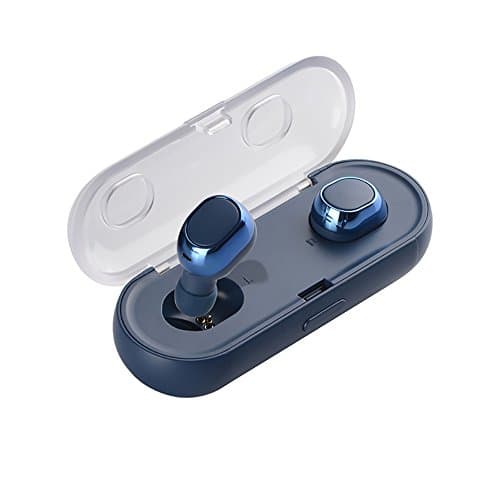 Bluetooth earphone with Noise Cancelling True Wireless Earbuds V4.2 Stereo Build-in Mic Headphones with Charging case for iphone 8 7 6 / android samsung note8 (TWS-16) (Blue)