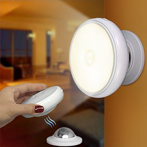 Motion Sensor Wireless Night Light Rotating Rechargeable LED Stick-Anywhere Wall Sensing Night Light for Kids Stair Kitchen Patio Hallway Bathroom Cabinet Closet (Cold-Battery Type)
