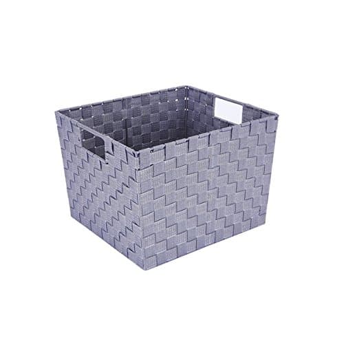 Simplify Lilac Polypropylene Large Woven Strap Storage Tote