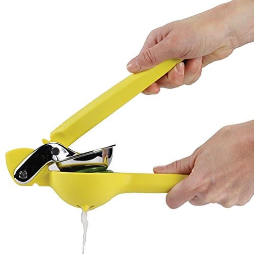 Lemon Squeezer, Duraneo Lime Squeezer Manual Hand Press Citrus Juicer with Durable Nylon and Stainless Steel Construction - Yellow