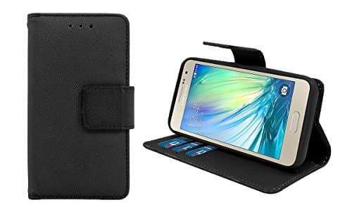 Samsung Galaxy A7 2016 Case, GADGETFARMER PU Leather Case With Built-in Credit Card Slots Magnetic Design Holders Flip Stand Folio Leather Case Cover (Black)