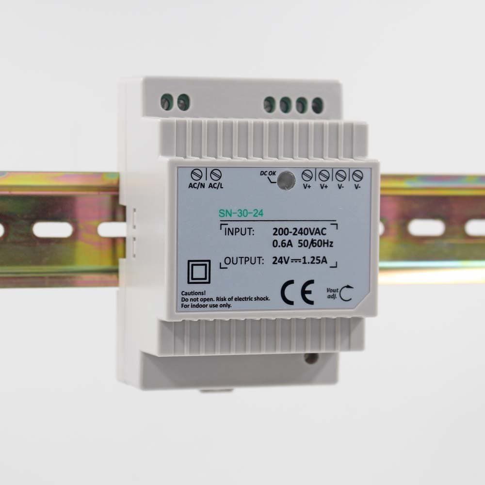 SN-30-24 Constant Voltage Single Output 30w 24v Power Supply, Constant Voltage Led Tape Strip Driver Transformer, Doorbell Power Supply, Suitable for Led Lighting and CCTV System