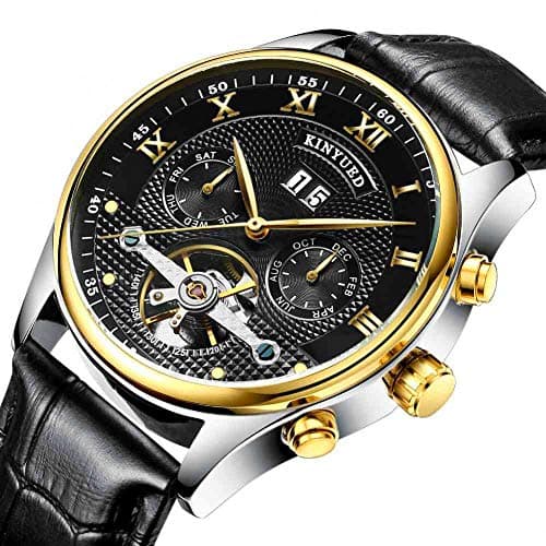 Men Automatic Watch with Leather Strap Classic Design Luxury Steampunk Skeleton Watch Business Wrist Watches