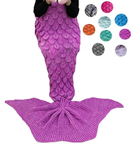 Coroler Mermaid Tail Queen Blanket with Scale Patterns, 70.8-Inch-by-31.5-Inch - Rose Pink