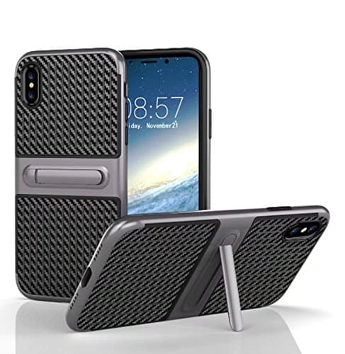 NEW IPHONE X Anti-Fall Protection Shockproof Cellphone Support Armor Hard TPU pc Cellphone case (Gray)