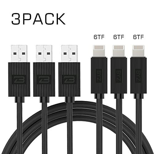 Lightning Cable, Mxstudio 3 Pack 6ft Durable Charging Cable Compatible with iPhone X / 8 / 8 Plus / 7 / 7 Plus / 6 / 6 Plus / 5S/ 5 / iPad /iPod Black