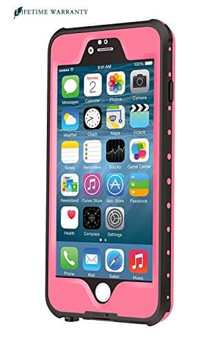 Sunwukin Cases for iPhone 6s Plus Waterproof Case , Pro Series IP68 6.6Ft 2M Depth Under Water Proof Shockproof Dustproof Snowproof Protective Cover for iPhone 6 Plus- Pink