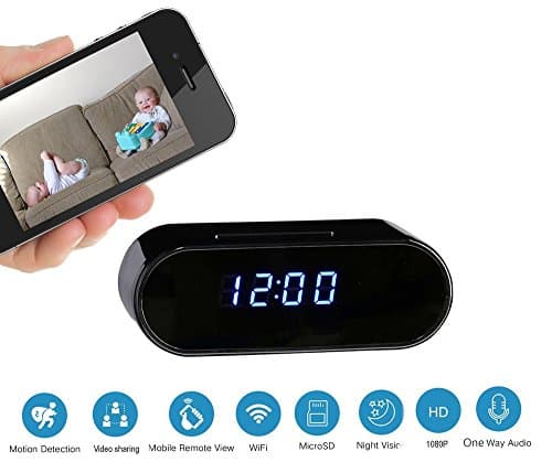 Clock Hidden Camera : Spy Camera - WiFi with Full HD 1080P - Motion Detection Activation Alarm - Night Vision - Home Security - (LATEST UPGRADED VERSION)