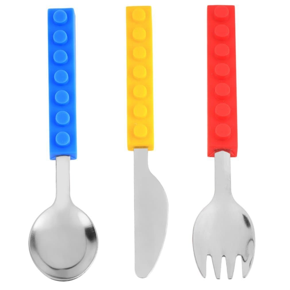 TFXWERWS Creative Kids Stackable Stainless Steel Silicone Utensil Flatware Set