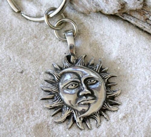 KeyMan FashionSUN MOON FACE SOLAR CELESTIAL KEYCHAIN Key Ring