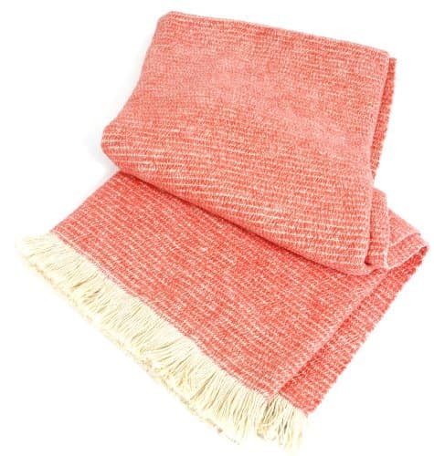 Textillery Sunbrella Chenille Solid Throw, 44 by 72-Inch, Rose