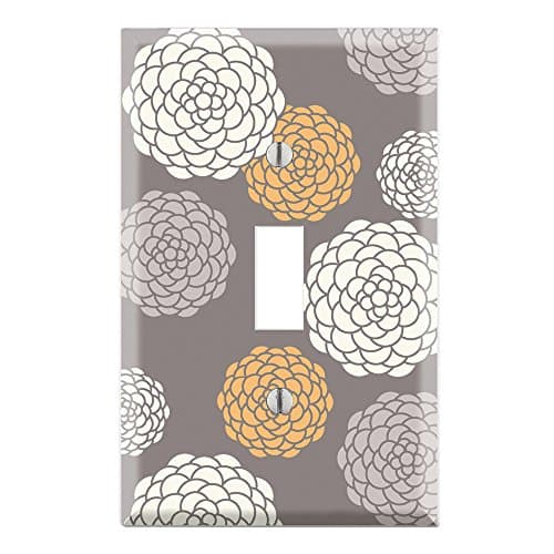 Graphics Wallplates - Modern Flower Blossom Grey - Single Toggle Wall Plate Cover