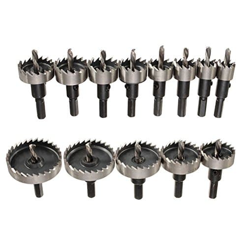 GORCHEN Hole Saw Cutter Tool Kit Drill Bit Set for Wood Plastic Soft Metal Steel 13 Pcs Carbide HSS