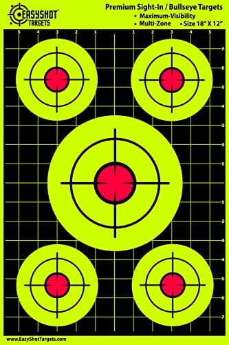 “55-PACK” Sight In SHOOTING TARGETS With 5 High-Contrasting Green &amp; Red Bullseyes Per Sheet - Easy to See Your Shots Land - Heavy-Grade Paper Targets - Includes 150 Free Repair Stickers &amp; EBOOK.