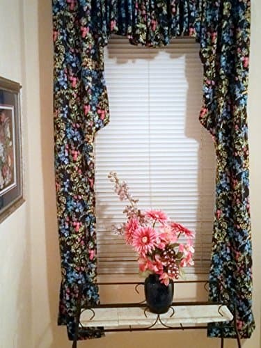 Window Treatment Dutchman's Britches/One Continuous Panel/Use on Standard frame for Deluxe Fullness/Valance with Side Panels Soft Scalloped Folds