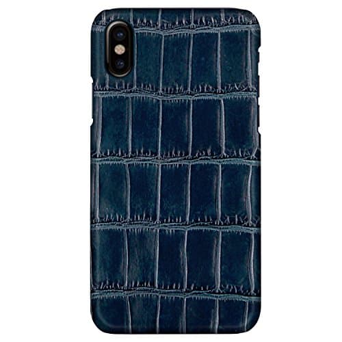 KEBE Classic Crocodile Belly Leather Luxury Case Lightweight Hardshell Back Shockproof Cover Case for IPhone X 5.8 Inch Dark Blue