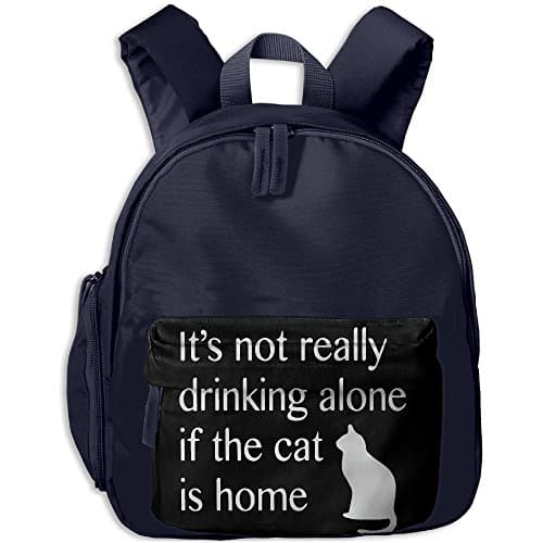 Pocket Design BagIt's Not Really Drinking Alone If The Cat Is Home Childrens'bag Toddler Preschool Backpack Children DesignBackpacks School Bag