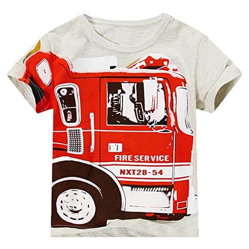 LuckyRabbit Boy Short Sleeves Fireman Gray Tee 2T