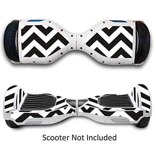 Protective Vinyl Hover Board Skins Decals for Two Wheels Scooter- Electric Scooters Stickers for Smart Bluetooth Self Balancing Scooter - Black Chevron
