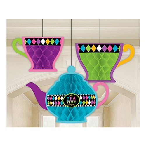 Mad Tea Party Teacup Honeycomb Decorations (3pc)