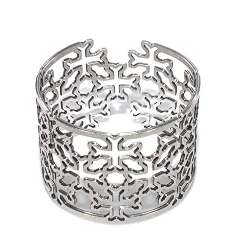 Unisex Silver Plated Adjustable Cuff Bracelet Celtic Cross Bangle Laser Cut Irish Geometric Cross Pattern