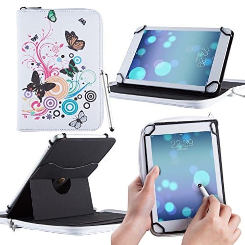 Casezilla Google Nexus 7 FHD 2nd Gen Tablet 360 Rotating Universal EVA Hard Shell Folio Case - Rainbow Butterfly Swirl