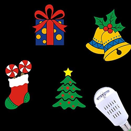 HouLight Picture Patterns LED Night Light Projector Bulb-Christmas theme-Ribbon/Bell