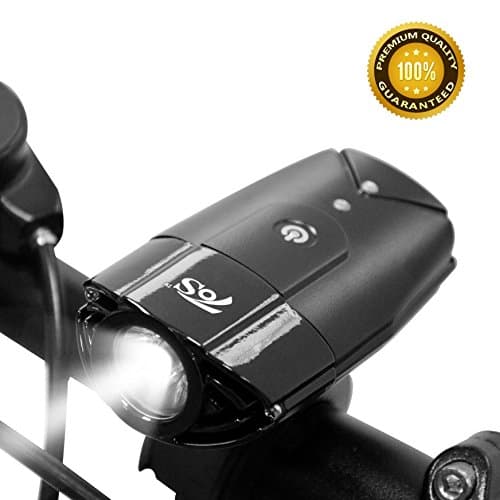 TOS USB Rechargeable Bicycle Head Light Set, 2000mAh Super Bright Bike Front Light, IP65 Safety Commuter Flash Light for Bike, Mountain(T6) - Black