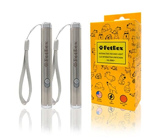 PetRex 2 Pack Interactive Focused Teaser Training Toy Light for Cats and Dogs - AA Battery Operated - LED Flashlight
