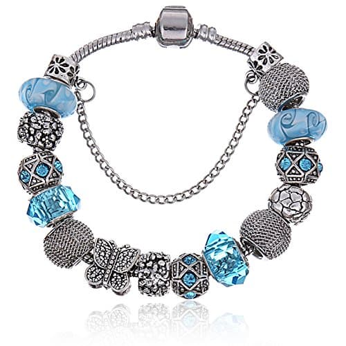Blue Butterfly Charm Beads Bracelet