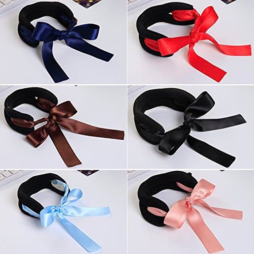 Korean New Bow Tools Foam Sponge Device Quick Donut Bun Hairstyle Silk Tie Hair Clips Accessories Women Headband (Coffee)