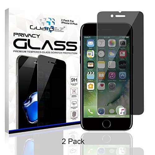 2 Pack GuardEZ iPhone 8 Plus Privacy Screen Protector , Anti-Spy iPhone 8 Plus Tempered Glass Screen Cover 9H Hardness and Easy Install Screen Protector for Apple iPhone 8 Plus 5.5 Inch