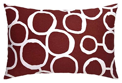 Cotton Canvas Circle Two Side Accent Decorative Throw Rectangular Lumbar Pillow Cover (Brown/White for 12 x 18 Inserts)