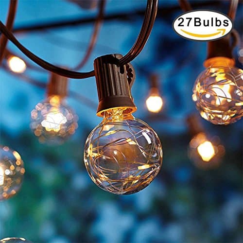 Furnizone G40 25Ft Globe String Light on Copper Wire 27 Globe Bulbs-UL Listed Retro Outdoor Indoor String Light Hanging Light Backyard Garden Lightning Pergola Bistro Pool Light Warmwhite